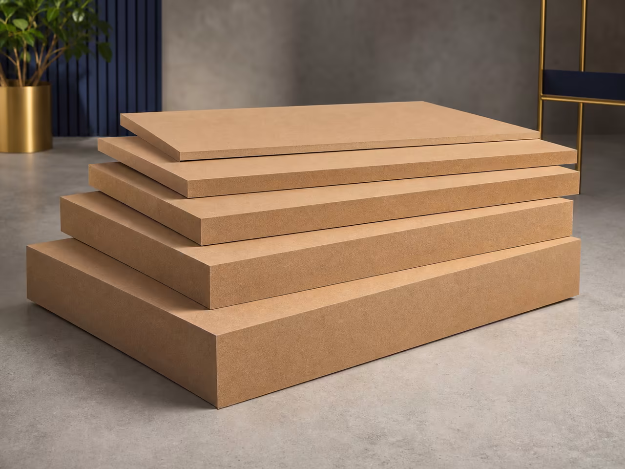 Premium smooth MDF boards stacked in a range of practical thicknesses