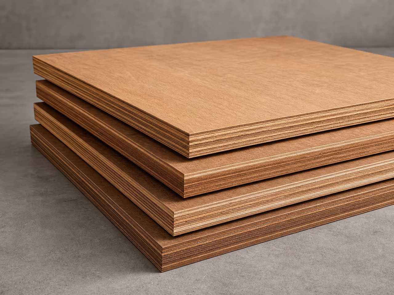 Layered marine and commercial plywood sheets