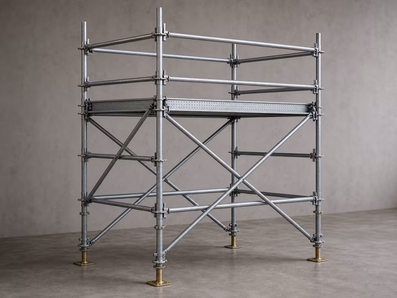 Complete modular galvanized steel scaffolding system